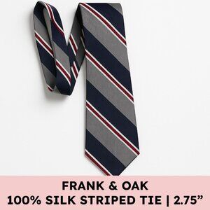 Frank & Oak silk tie slim classic striped design lightweight mens 60in navy grey